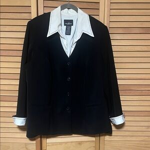 Positive Attitude Black Blazer with White Accents